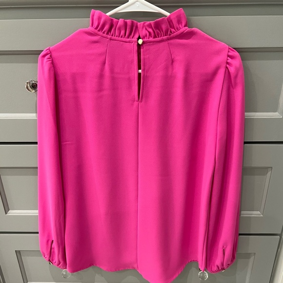 JCrew Long Sleeve Ruffle Neck Top in 365 Crepe - Picture 7 of 8